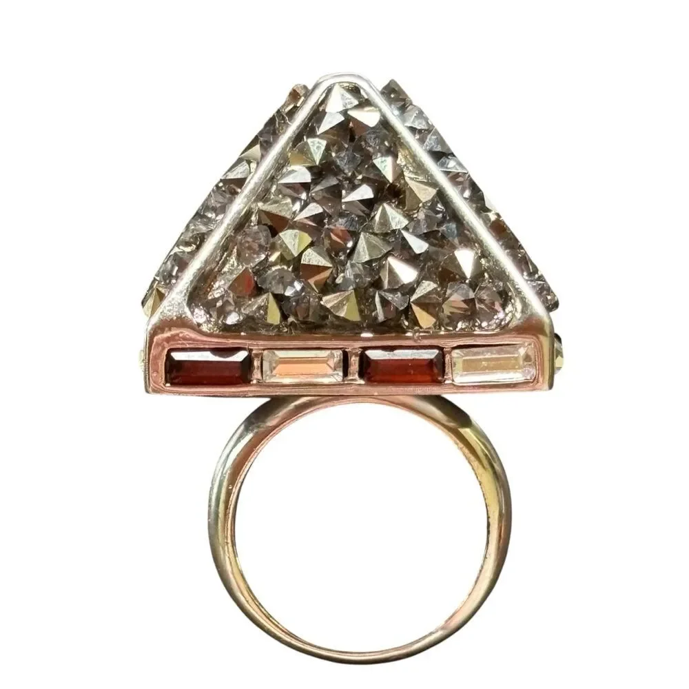 Henri Bendel Geometric Triangle Cocktail Statement Ring Size 6
